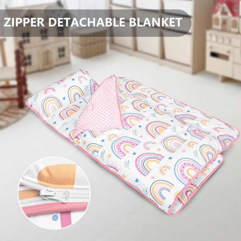 PRIMLECT Toddler Nap Mat Extra Large Thickened 55''x35'', Soft Sleeping Bag with Detachable Minky Blanket and Pillow, Portable for Daycare, Preschool, Kindergarten, Travel, Boys and Girls - Image 2